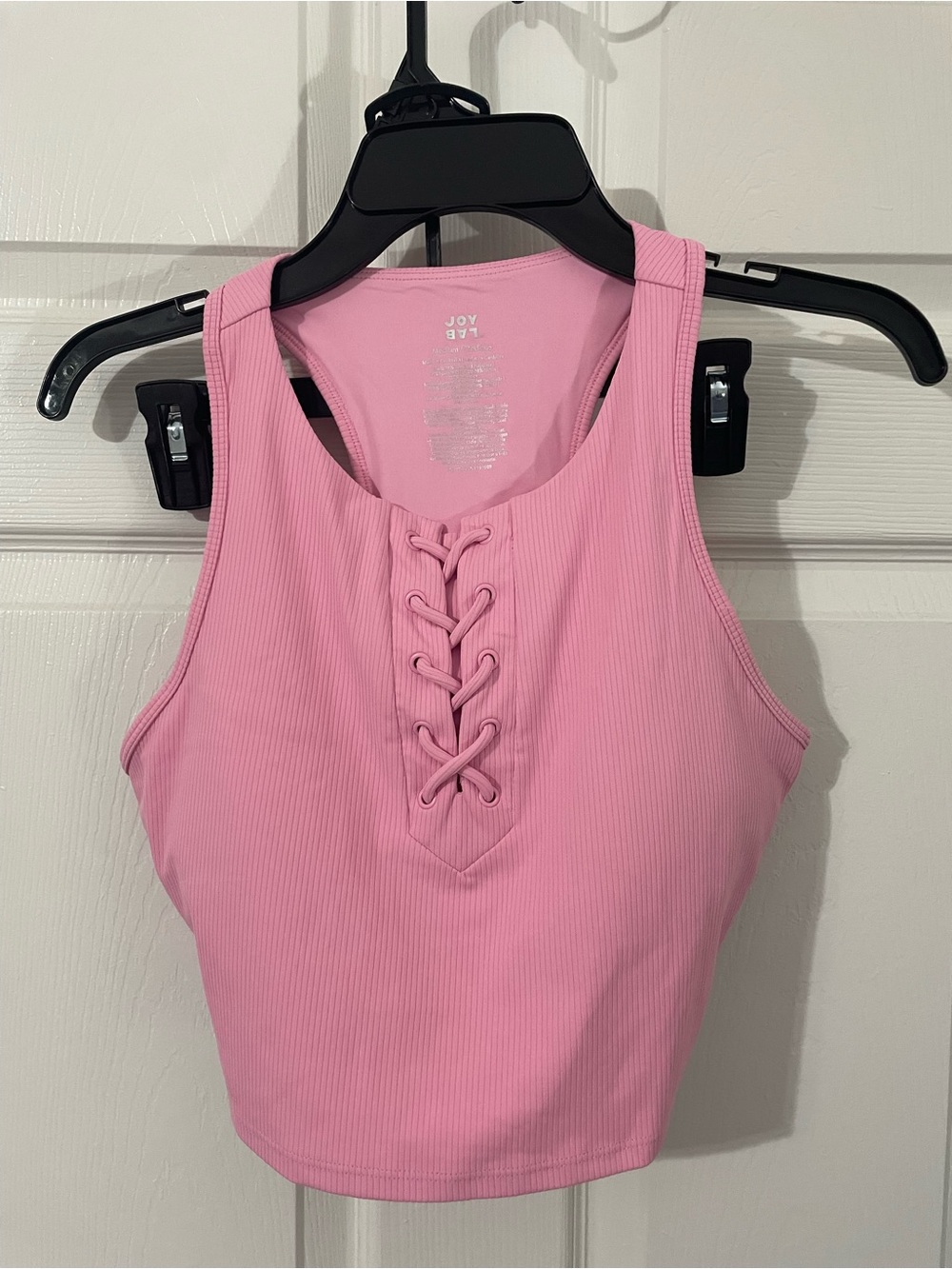 JoyLab Pink Lace-Up Ribbed Tank Top and Leggings Set - Picture 5 of 7